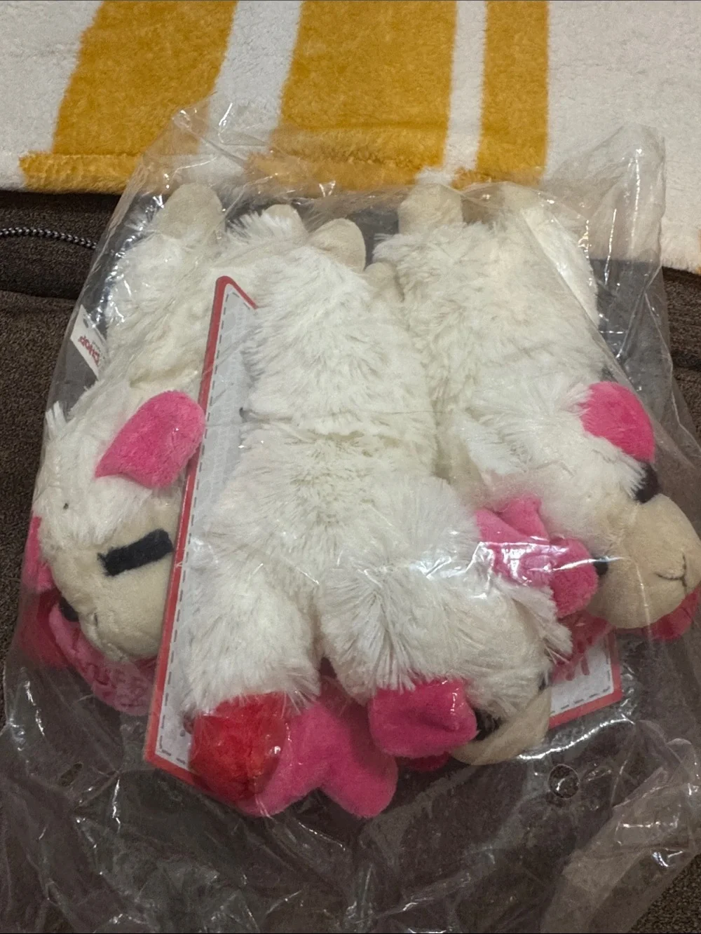 3/12 lamb chops Plush White and Hot Pink Lamb Trio Stuffed Animals dog toy